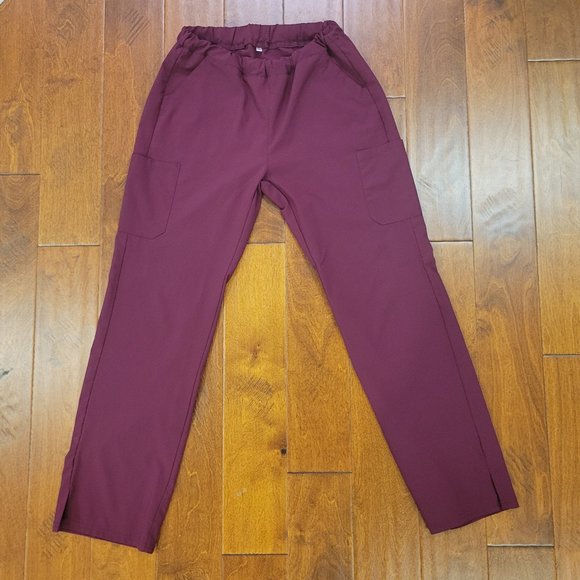 REVEL WOMENS WIDE LEG PROFESSIONAL SCRUB PANTS - MAROON- SIZE MEDIUM - Picture 2 of 7